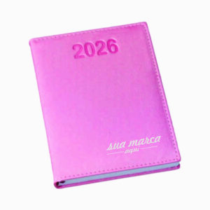 Agenda Diária Capa Metalizada Lisa Rosa para Personalizar